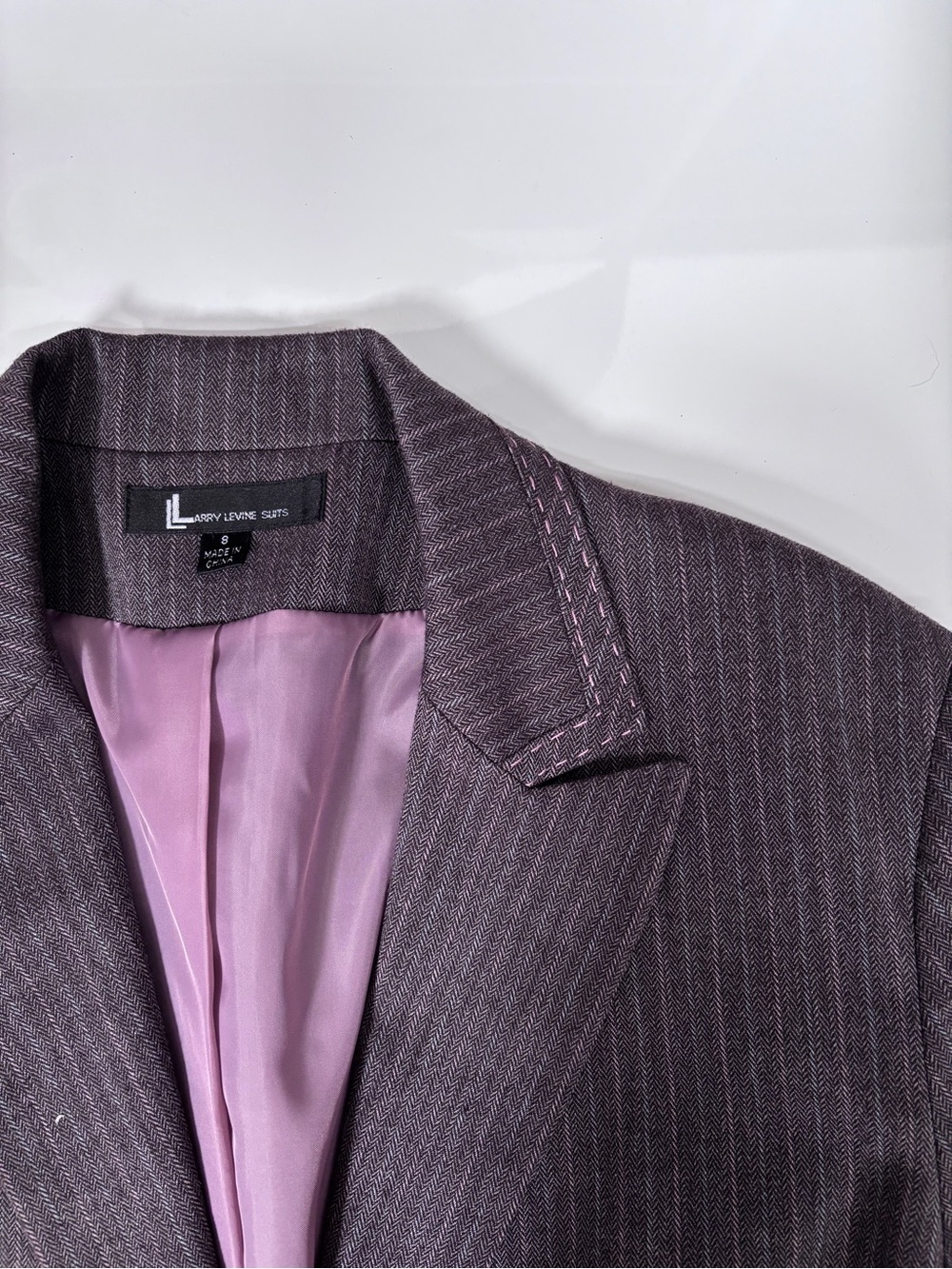Larry Levine Plum Herringbone Sport Coat with Lavender Lining